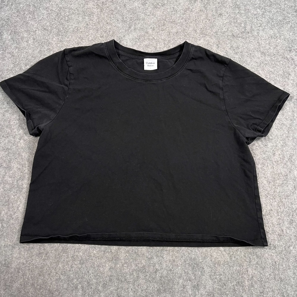 Outdoor Voices Black Short Sleeve Everyday Cropped‎ T-Shirt Women's Size Large
